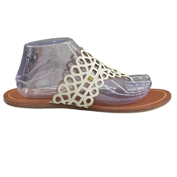 Tory Burch Women’s Davy Cream Leather Slip On Sandal Size US 9.5 - Picture 1 of 9